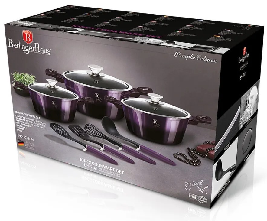 RESIGILAT - Set oale marmorate cu capace 10 piese Purple Eclipse Berlinger Haus BH 7141