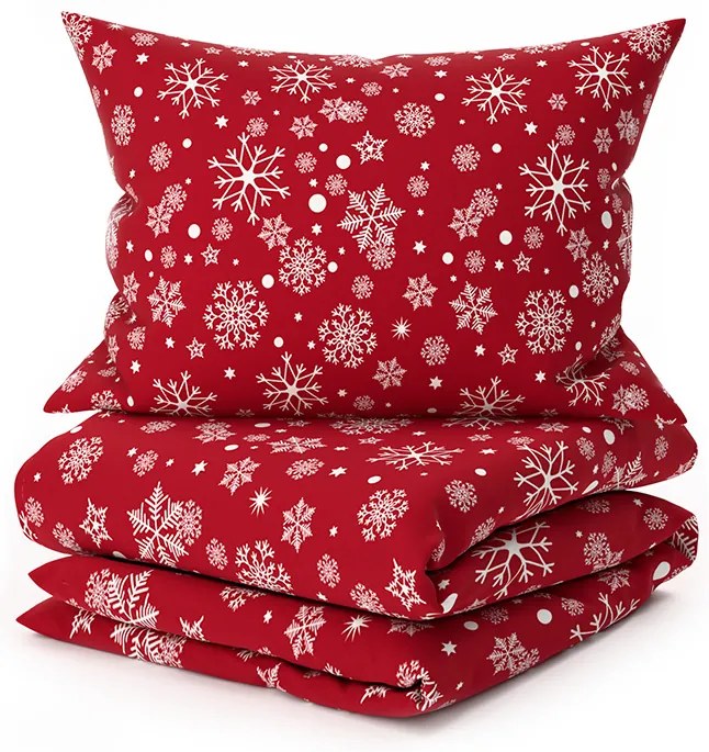 Lenjerie de pat din microfibra flanel SNOWFALL rosie Dimensiune lenjerie de pat: 2 buc 70 x 90 cm | 200 x 220 cm
