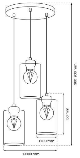 Lustră pe cablu CHIC 3xE27/60W/230V neagră/gri