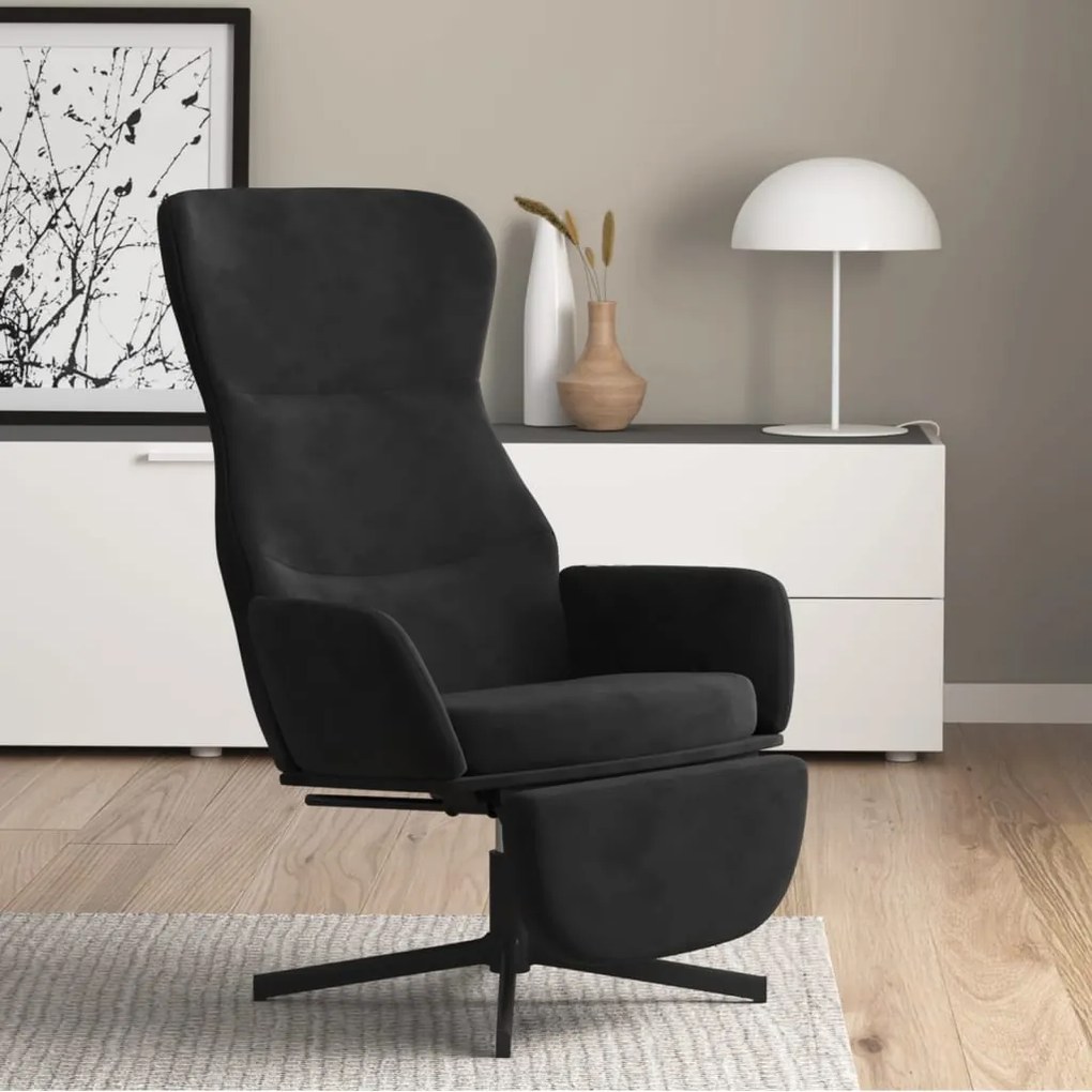 3097501 vidaXL Scaun de relaxare cu taburet, negru, catifea