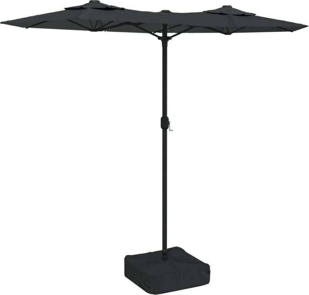 vidaXL Umbrelă de grădină cu două capete/LED-uri, antracit, 316x145 cm