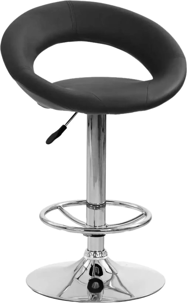 Scaun bar H15, negru/crom, piele ecologica/metal, 54x46x80/102 cm