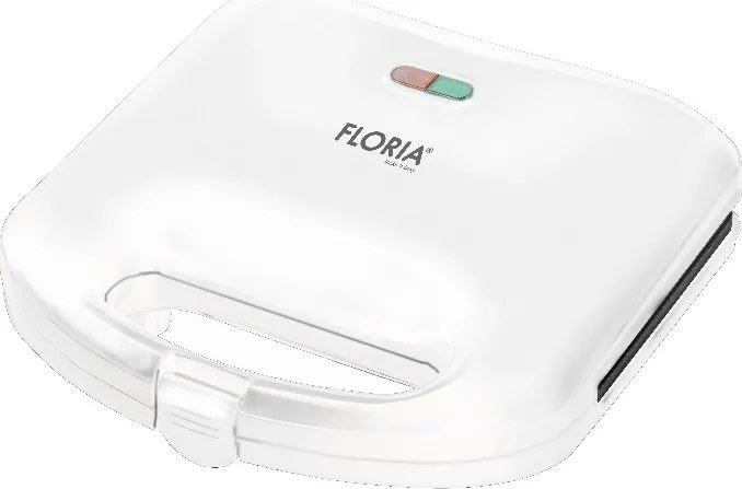 Sandwich Maker Floria ZLN0830 Alb, Putere 750W, Placa de tip grill, Antiaderenta, indicator luminos
