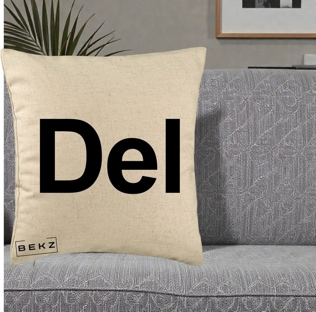 Perna Personalizata Tasta Del Tipografie Bold, 40x40 cm, Bej, Husa Detasabila, Perna Inclusa, BEKZ®