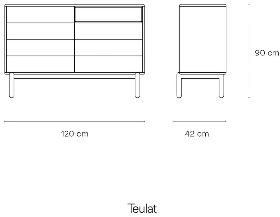 Comodă joasă de culoare gri închis 120x90 cm Corvo - Teulat
