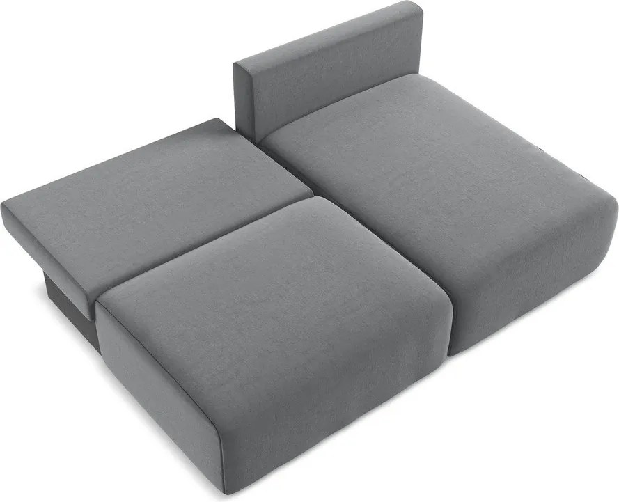 Colțar gri extensibil/cu spațiu de depozitare cu tapițerie din catifea (cu colț pe partea dreaptă/cu șezlong) Kalena – Makamii