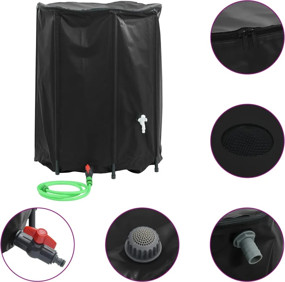 vidaXL Rezervor de apă cu robinet, pliabil, 750 L, PVC