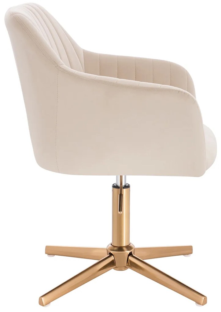 HR190CROSS Scaun Crem din Catifea cu Bază Aurie