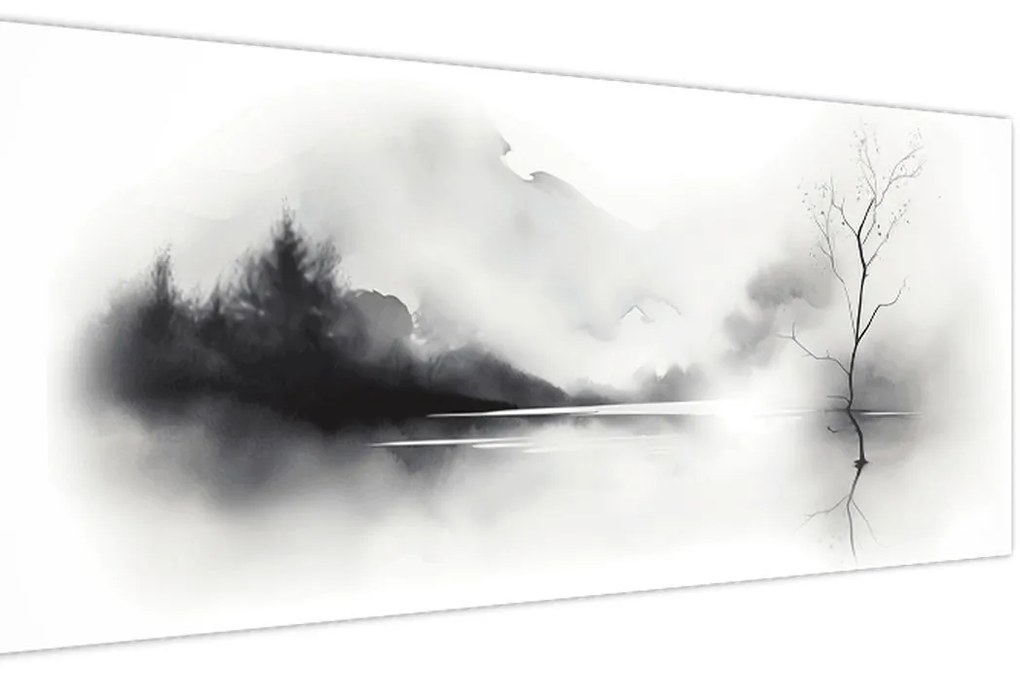 Tablou - pictură cu cerneală de peisaj (120x50 cm)