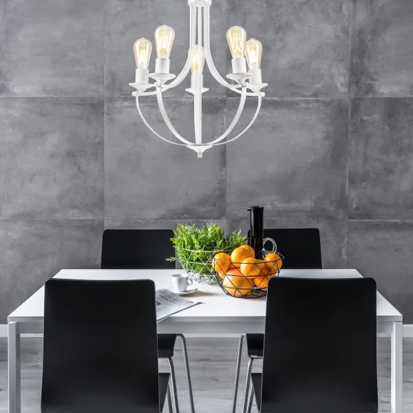 Lustră pe lanț GINA 5xE27/60W/230V albă