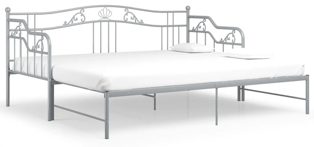 Cadru pat canapea extensibila, gri, 90x200 cm, metal Gri
