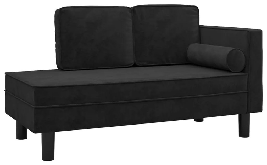 340709 vidaXL Șezlong cu perne și suport, negru, catifea
