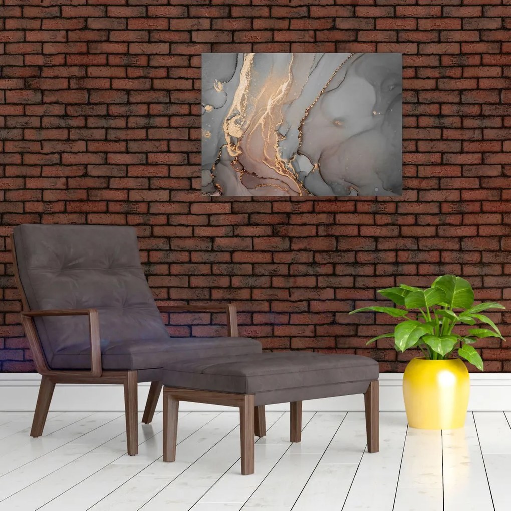 Tablou - Marmură gri-auriu (70x50 cm)