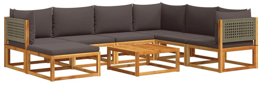 3278904 vidaXL Set de canapele de grădină cu perne, 8 piese, lemn masiv acacia