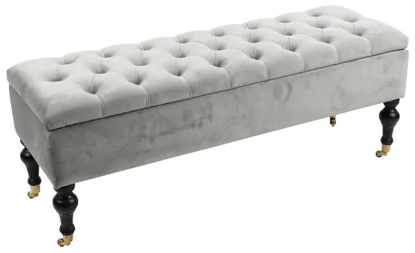 Bancuta Chesterfield gri catifea 124/40/41 cm