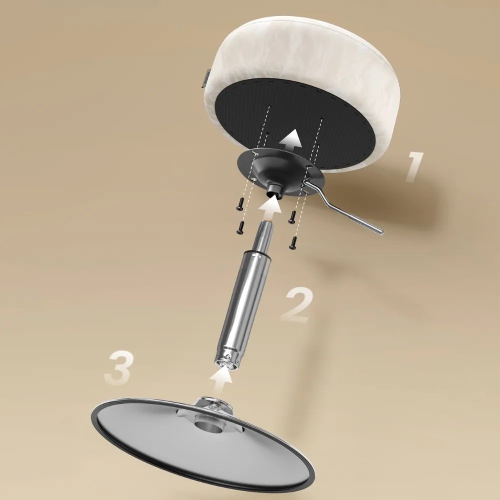 Scaun reglabil pe înălțime AURA pentru măsuța de toaletă, Ø35cm, crem Vasagle