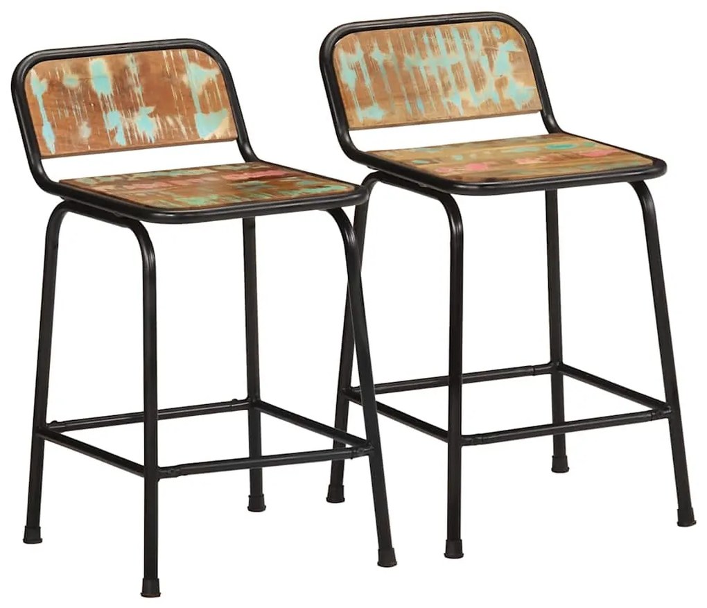 vidaXL Scaune de bar 2 buc 46x35,5x70 cm lemn masiv recuperat