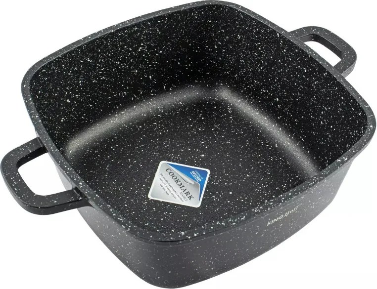 Cratita pentru cuptor si plita Kinghoff KH 1601, 20x20 cm, 2,8 l, Acoperire marmura, Inductie, Negru