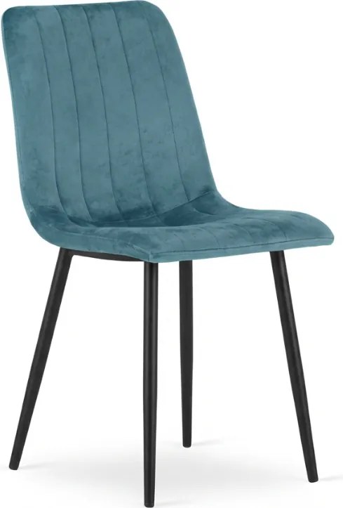OFERTA Scaun de catifea petrol LAVA PETROL BLUE cu picioare negre II. calitate