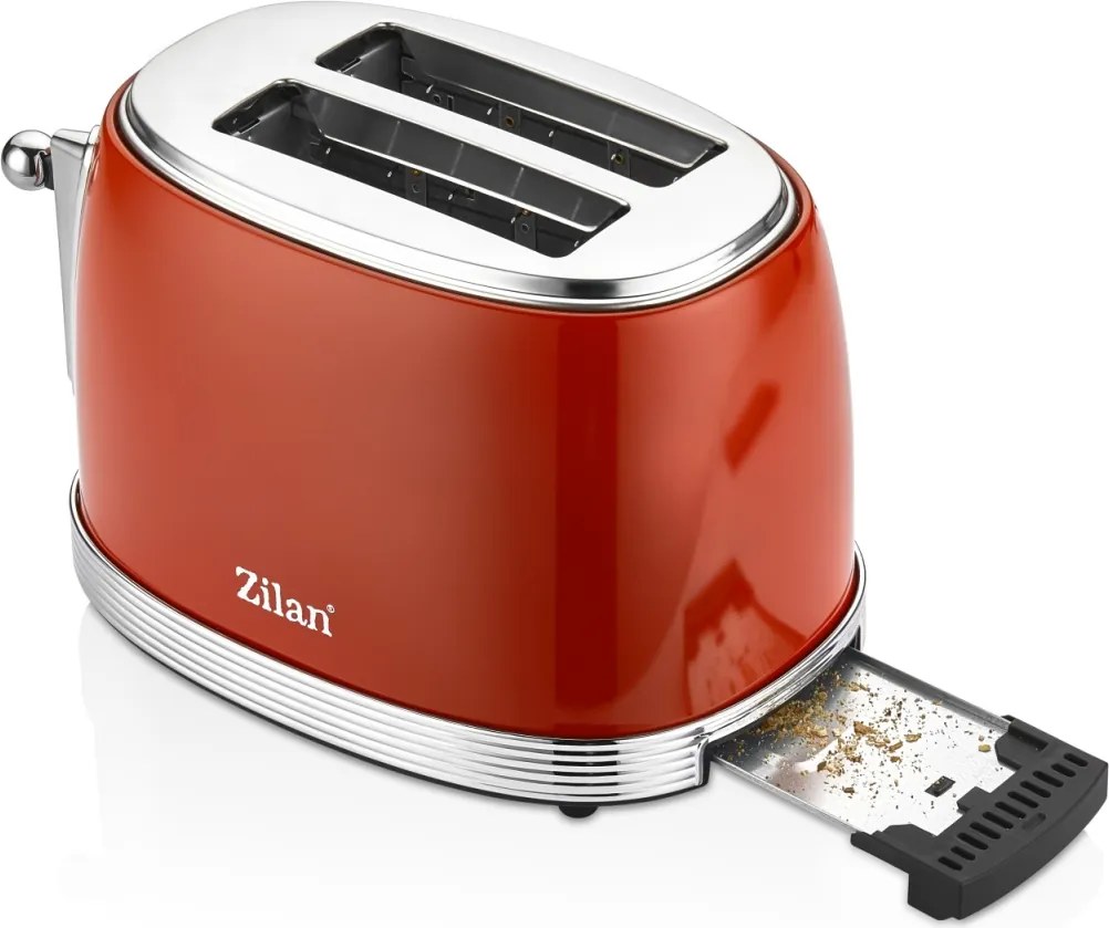 Prajitor RETRO Zilan ZLN7040 Rosu, 6 trepte de prajire, indicator luminos pentru semnalizare