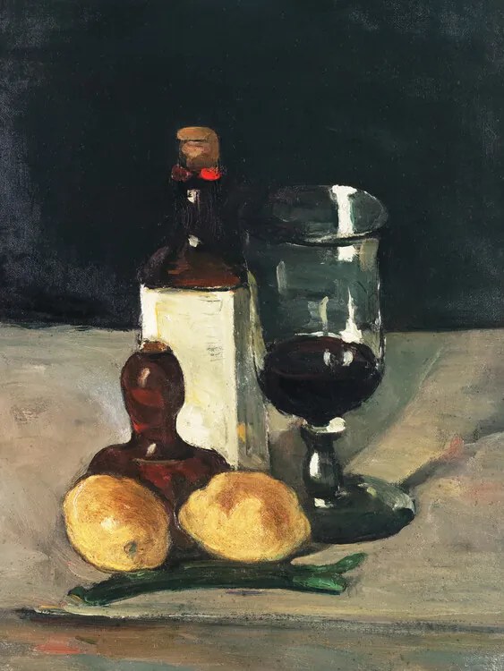 Reproducere Still Life with Bottle, Glass & Lemons, Paul Cézanne