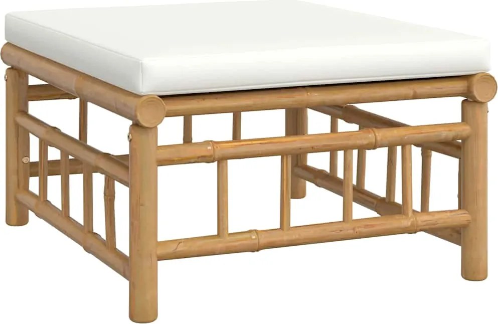 vidaXL Taburet de grădină cu pernă alb crem, bambus