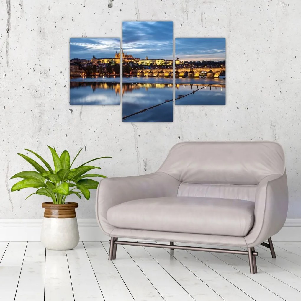 Tablou cu palatul din Praga și podul lui Carol (90x60 cm)
