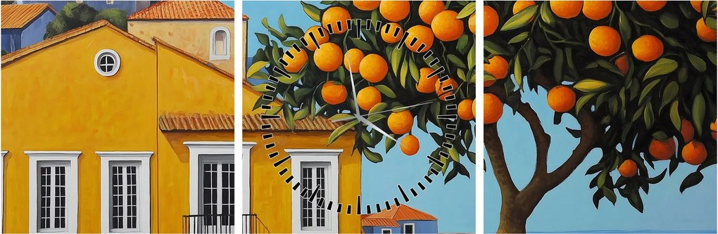 Tablou - Portocal (cu ceas) (90x30 cm)
