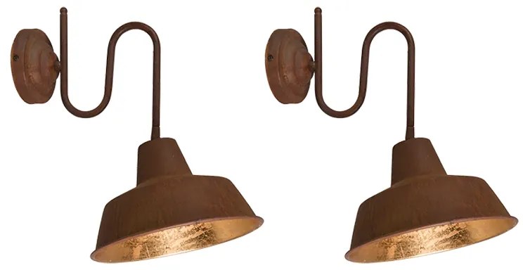 Set de 2 aplice ruginite cu interior auriu - Factory
