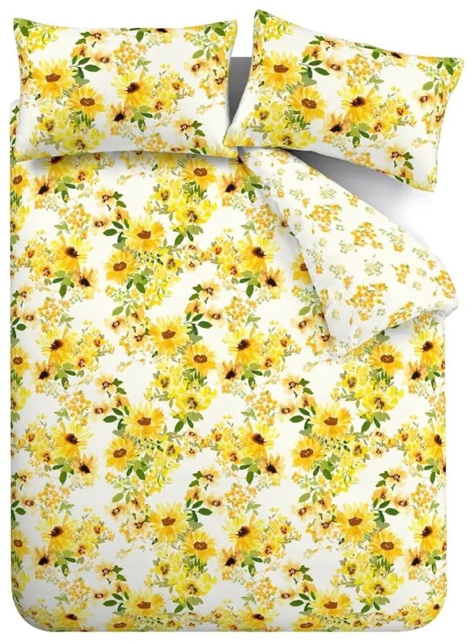 Lenjerie de pat galbenă pentru pat dublu/extinsă 230x220 cm Sunflowers – Catherine Lansfield