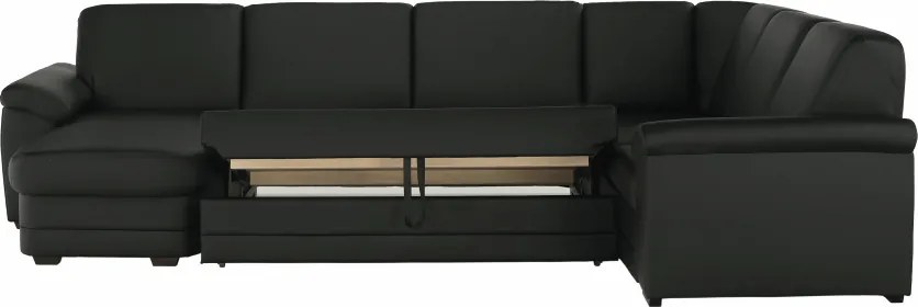 Colţar în formă de U, piele ecologică neagră, model stânga, BITER U