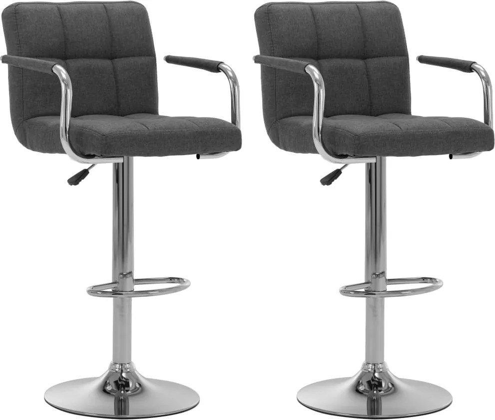 vidaXL Scaune de bar, 2 buc., gri închis, material textil