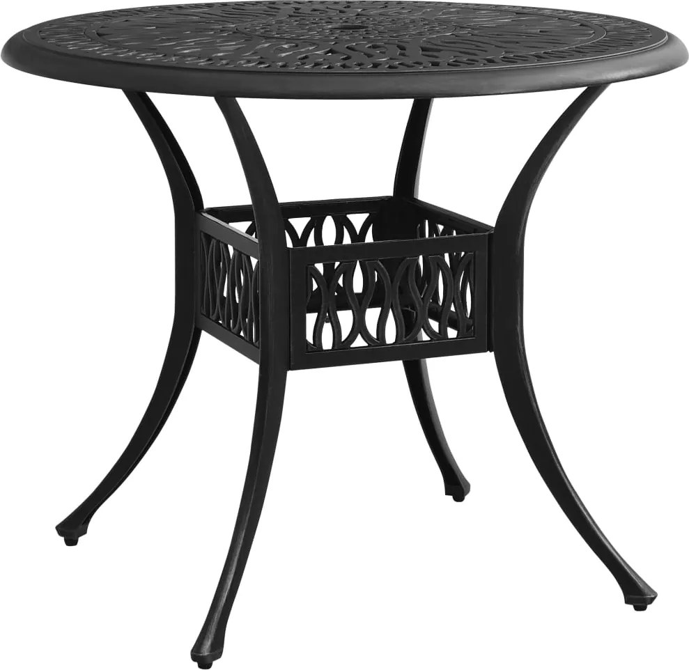 vidaXL Masă de grădină, negru, 90x90x74 cm, aluminiu turnat