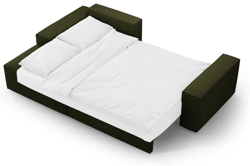 Colțar verde închis extensibil cu tapițerie din țesătură bouclé (cu colț pe partea stângă ) Jodie – Micadoni Home