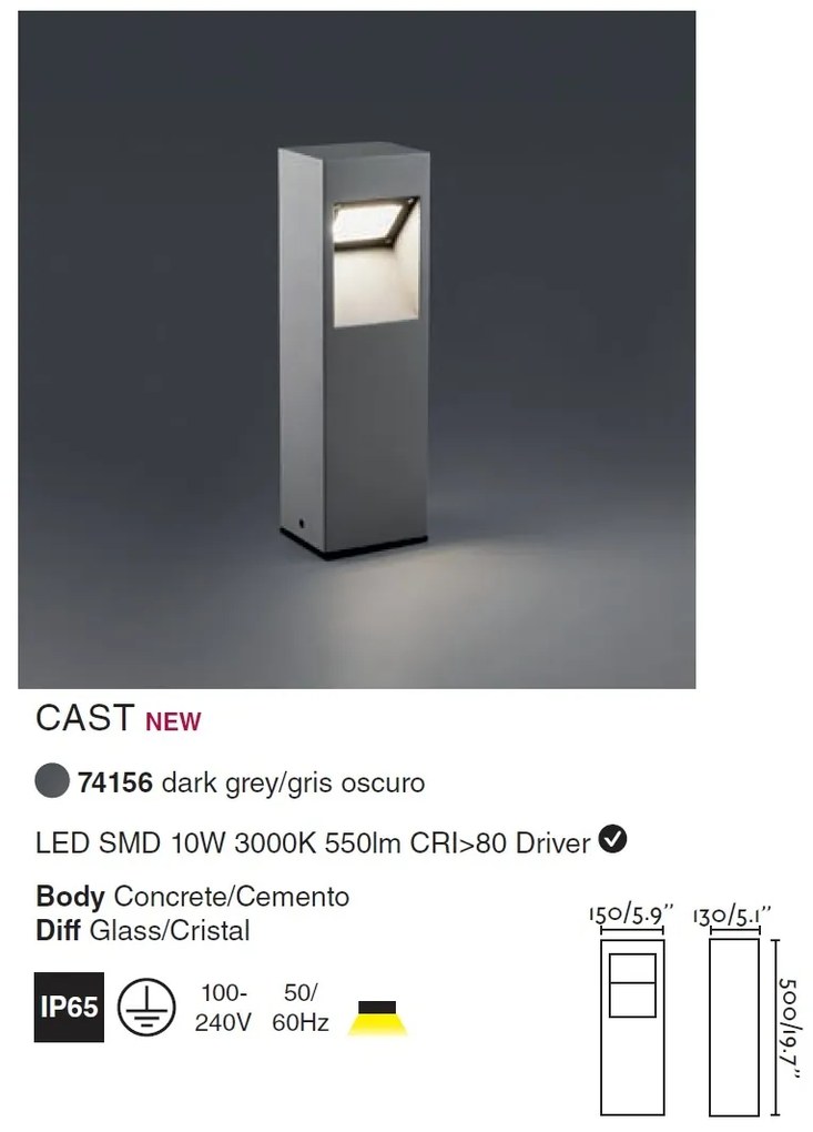 Stalp LED iluminat exterior design modern IP65 CAST H-50cm