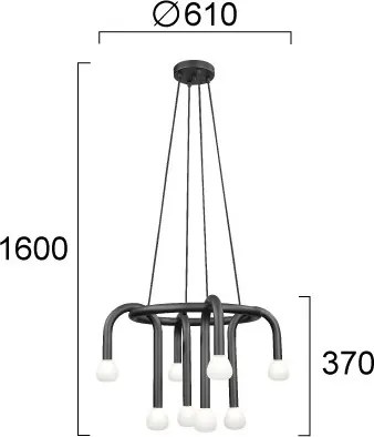 Candelabru suspendat pe cablu DELORI 8xG9/28W/230V, negru