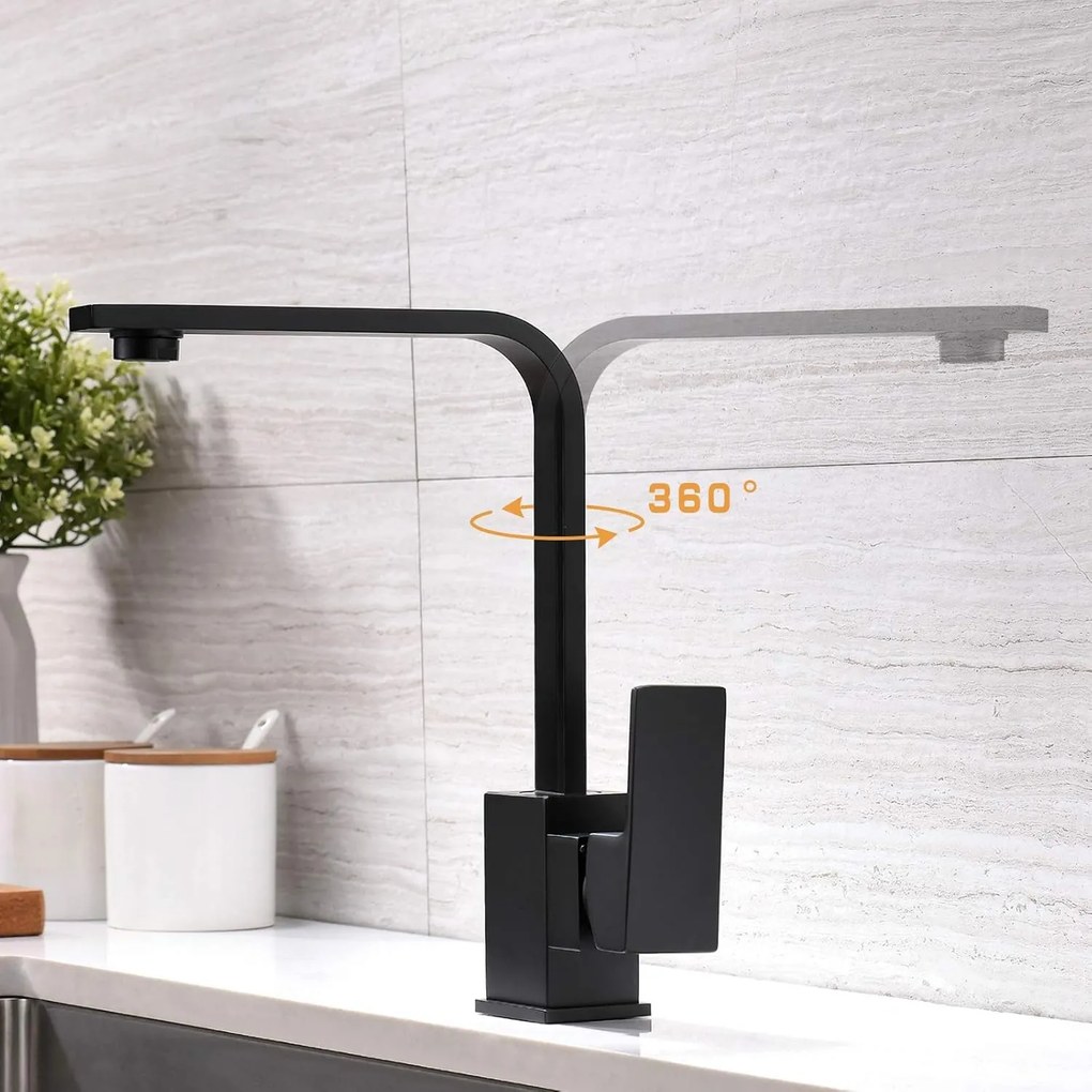 Baterie Bucătărie din Inox Negru, Model HS002 – Design Modern și Funcționalitate pentru o Bucătărie Elegantă