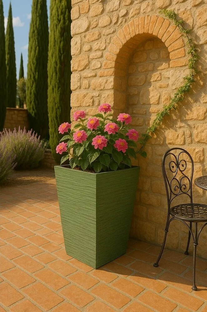 Ghiveci de flori FURU SQUARE 24 cm, kaki, 24 cm