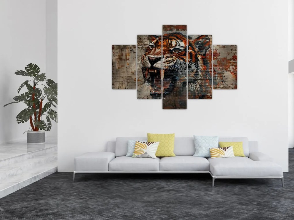 Tablou - Tigru din Cărămizi (150x105 cm)