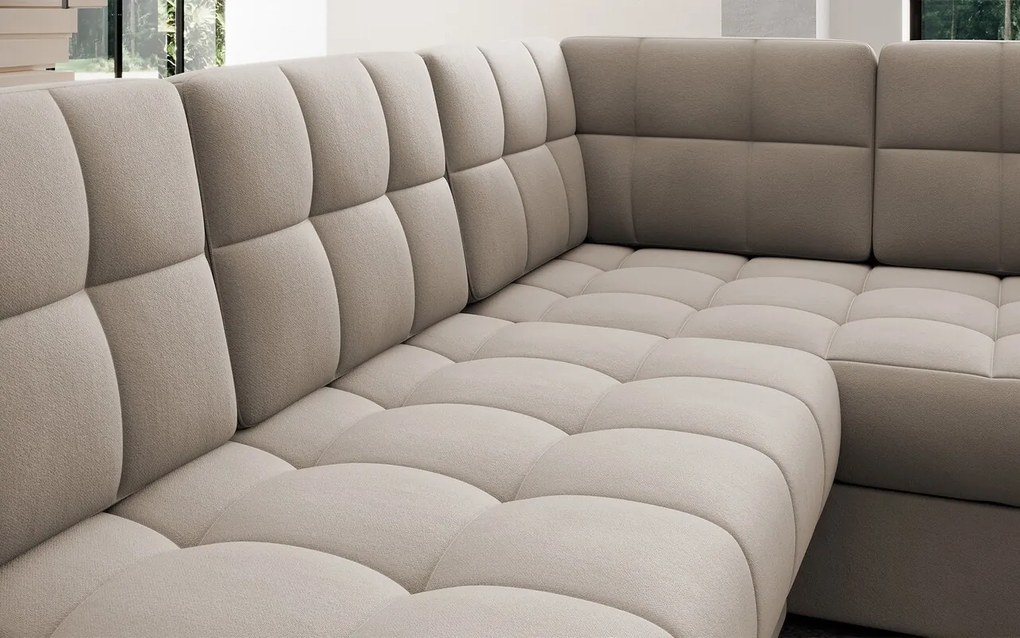 Coltar extensibil stanga 5 locuri ELTAP, LT-18SO, Blewett, 299x198x82 cm, lemn/poliester, bej inchis