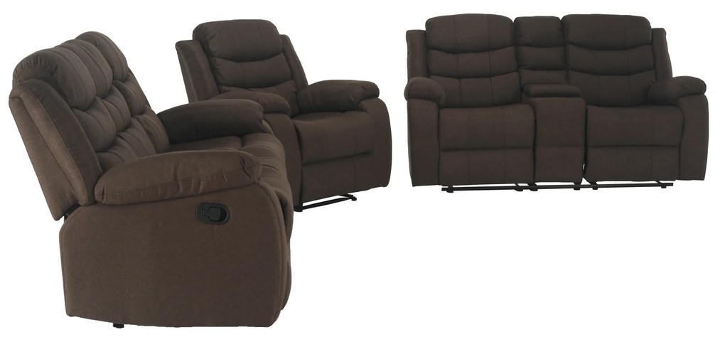 Canapea 3+2+1, material textil maro, FABRON 2 NEW