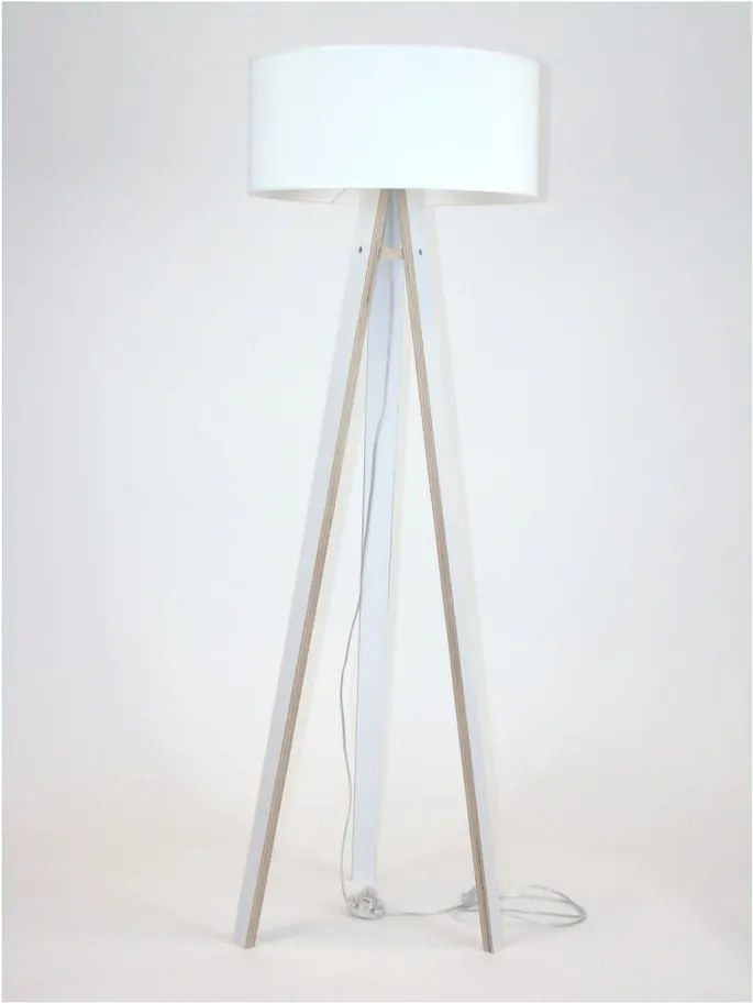 Lampadar cu abajur alb și cablu transparent Ragaba Wanda