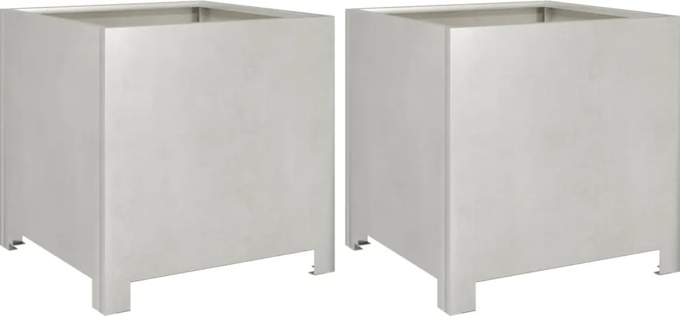 vidaXL Jardiniere grădină, 2 buc., 40x40x40 cm, oțel inoxidabil