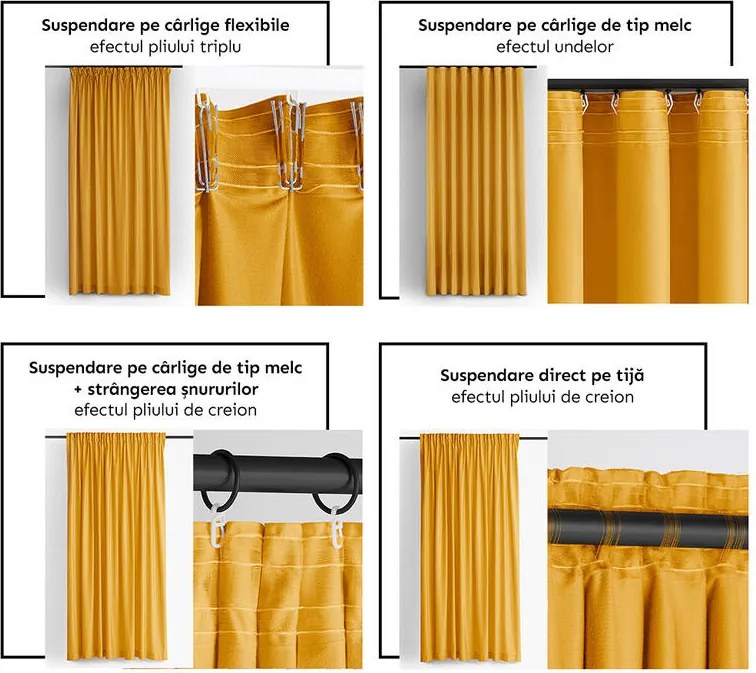 Draperie catifelată FILUMI muştar 140 x 250 cm set 2 buc