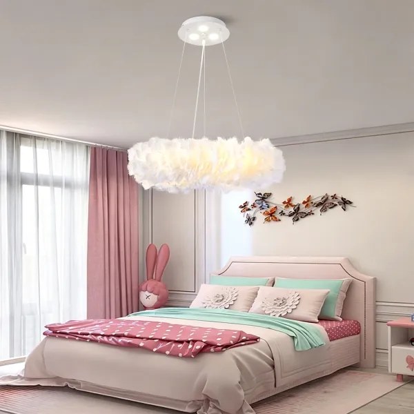 BRILAGI - Lustru LED pe cablu FEATHER 3xE27/40W/230V + 3xLED/3W diam. 50 cm alb