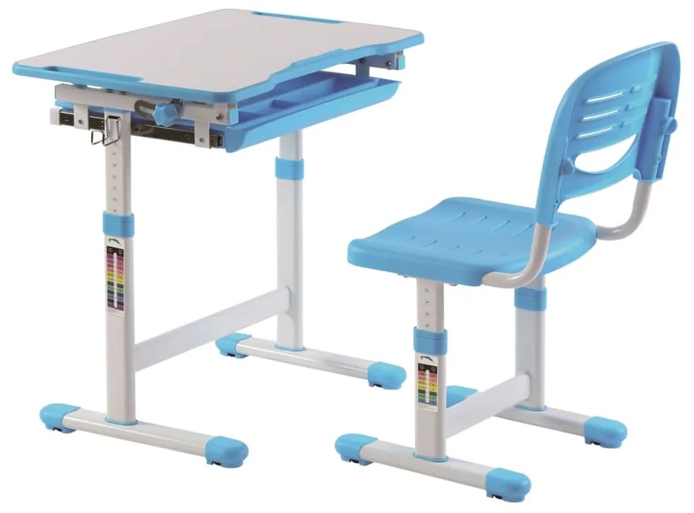 442700 Vipack Birou reglabil copii „Comfortline 201” cu scaun, albastru/alb