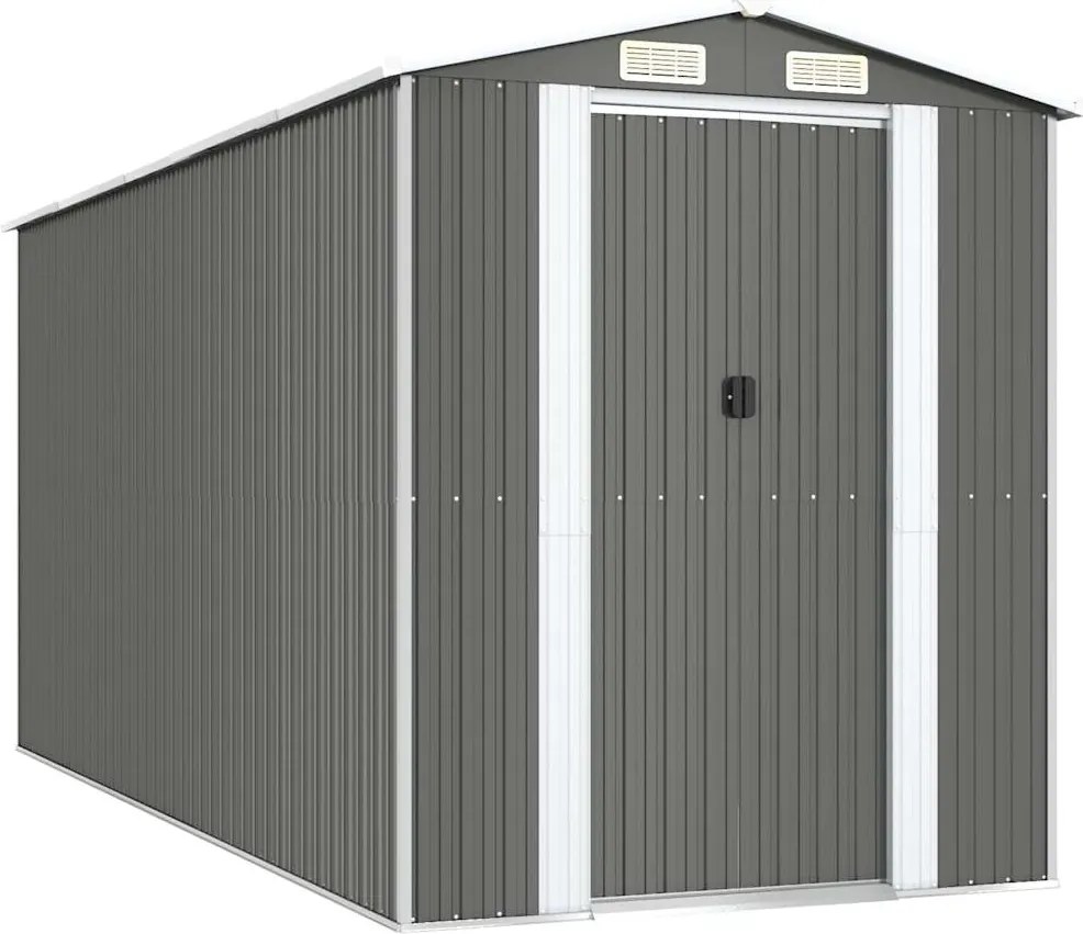 vidaXL Șopron de grădină, gri deschis, 192x440x223 cm, oțel galvanizat