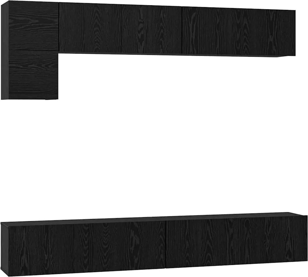 vidaXL Set comodă TV Pe perete 5 pcs Stejar Negru Lemn compozit