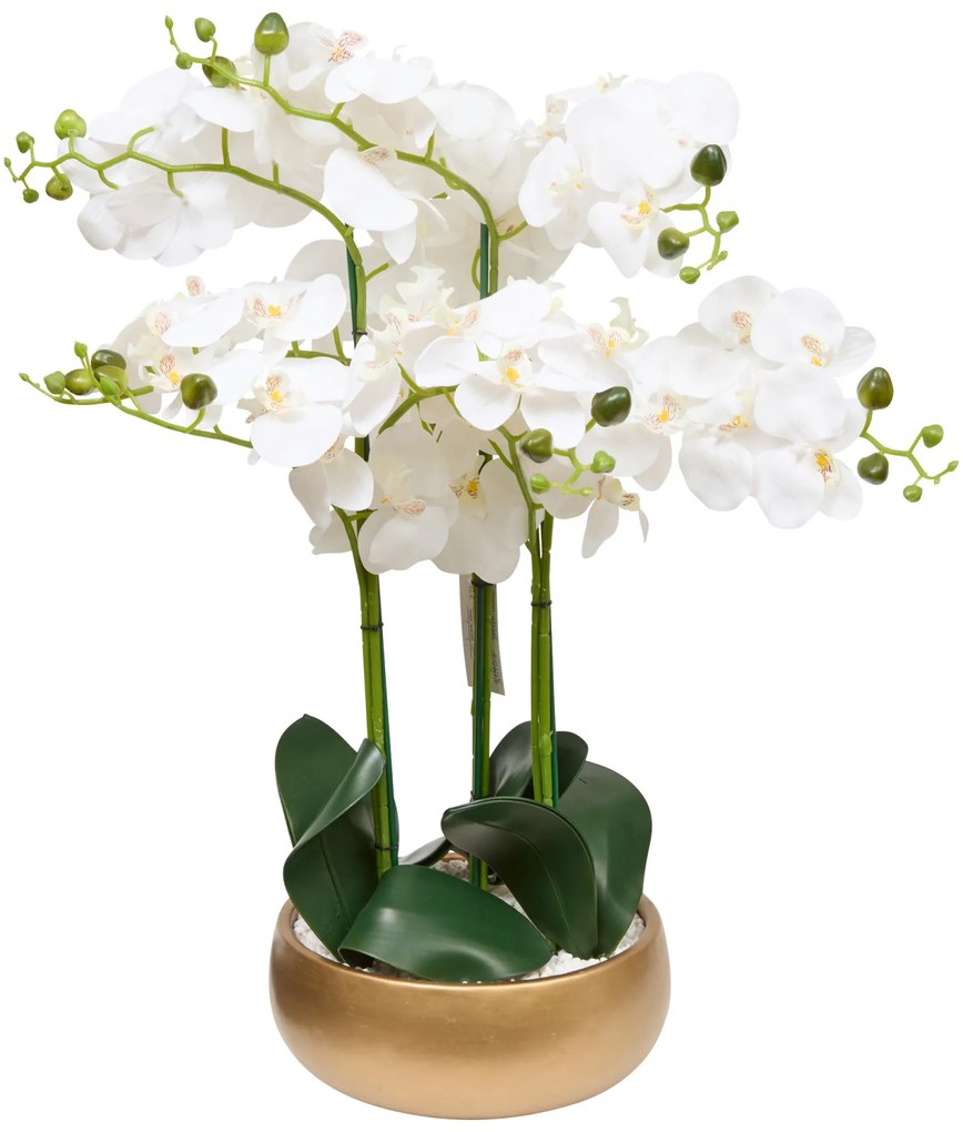 Orhidee artificială în ghiveci aurit SANAE, înălțime 65 cm