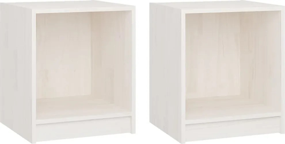 vidaXL Noptiere, 2 buc., alb, 35,5x33,5x41,5 cm, lemn masiv de pin